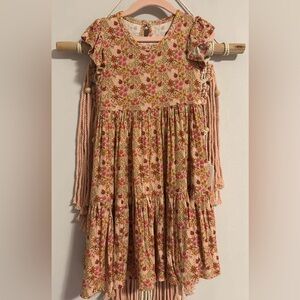 Charming Floral Bamboo Kids Dress in Pink and Orange